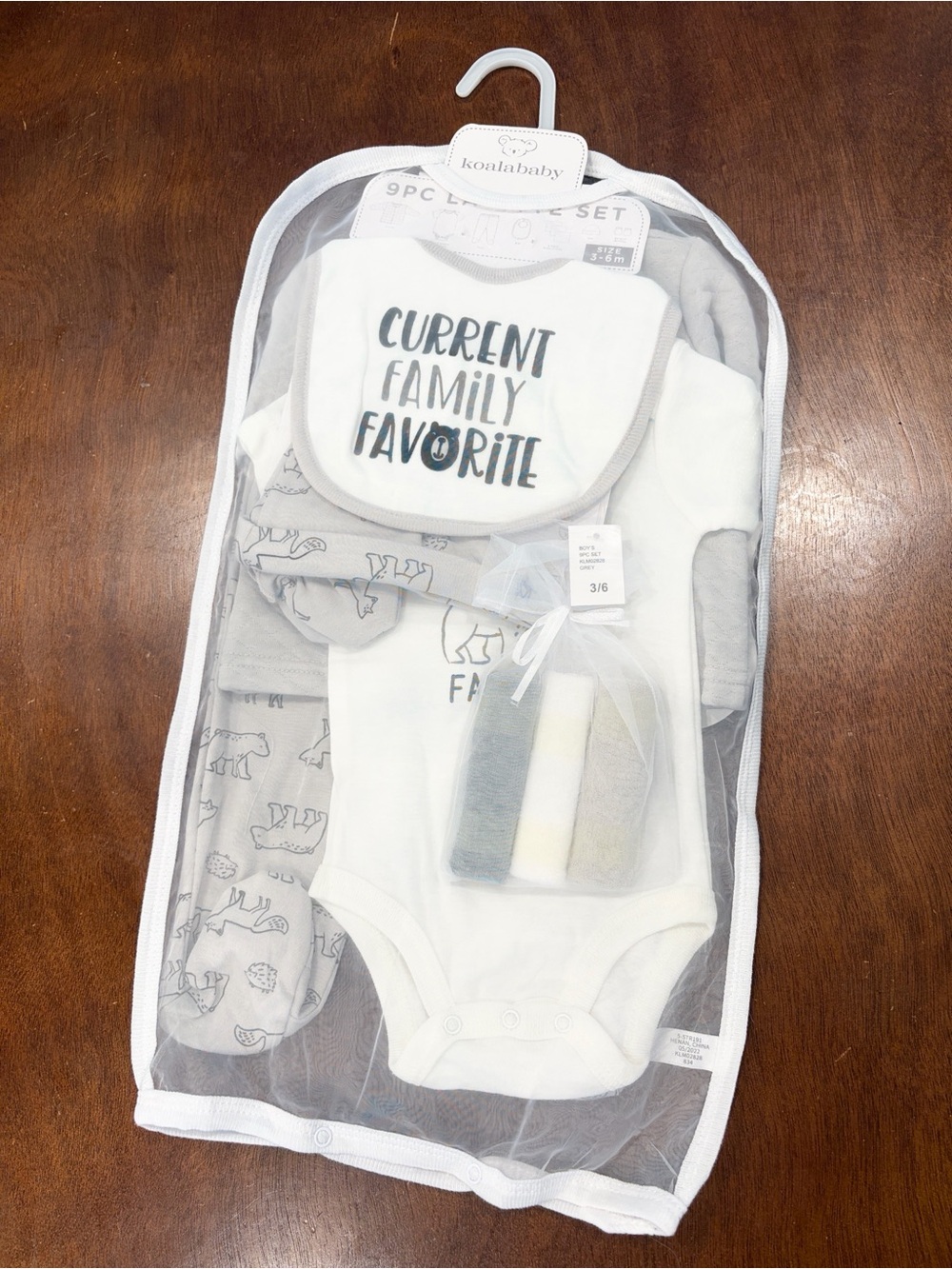 Koalababy 9-Piece Baby Layette Set - White & Gray